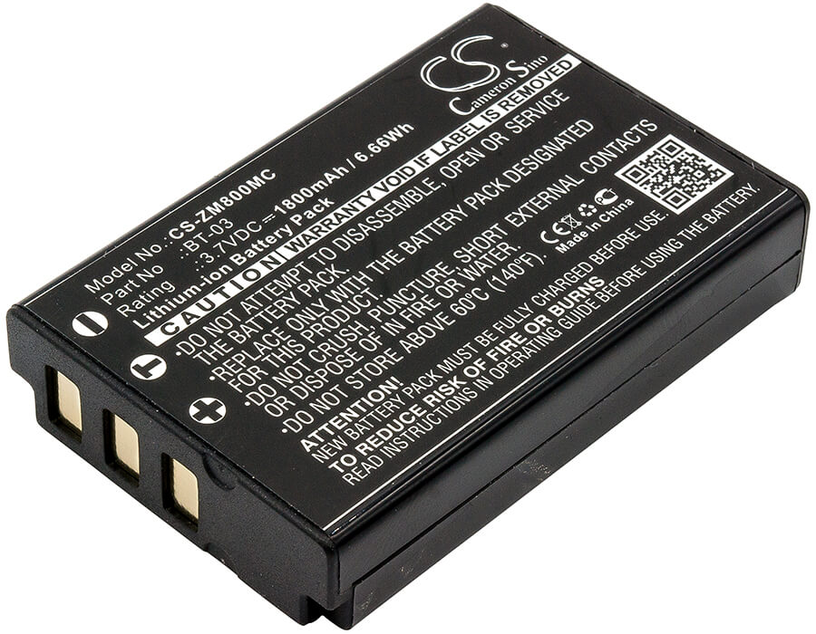 3.7V, 1800mAh, Li-ion Battery fits Zoom, Q8 Recorder, 6.66Wh