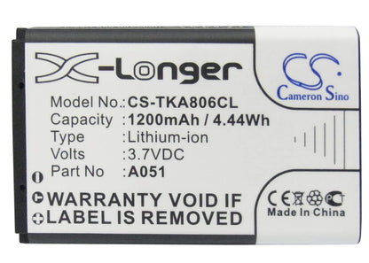 Camera 3.7V, 1200mAh, Li-ion Battery fits Toshiba, Ip4100, 4.44Wh