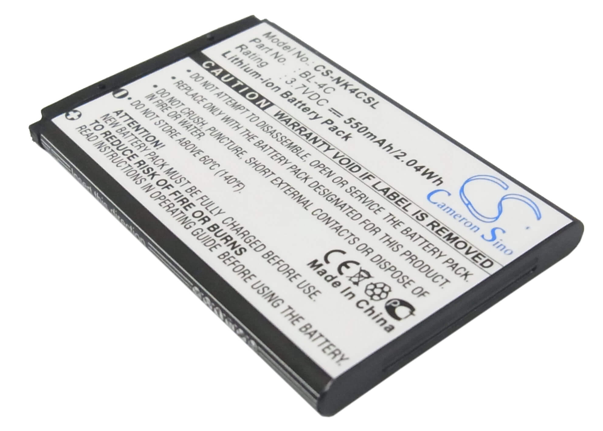 Camera 3.7V, 550mAh, Li-ion Battery fits Rollei, Compactline 83, 2.035Wh