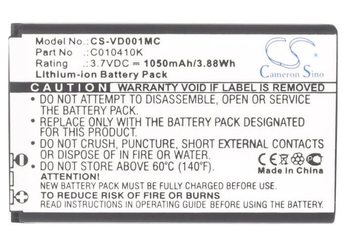 3.7V, 1050mAh, Li-ion Battery fits Spare, Contourhd, 3.885Wh