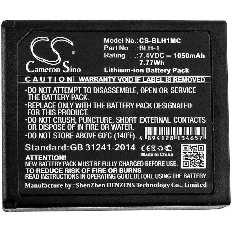 7.4V, 1050mAh, Li-ion Battery fits Olympus, E-m1, E-m1 Mark Ii, 7.77Wh