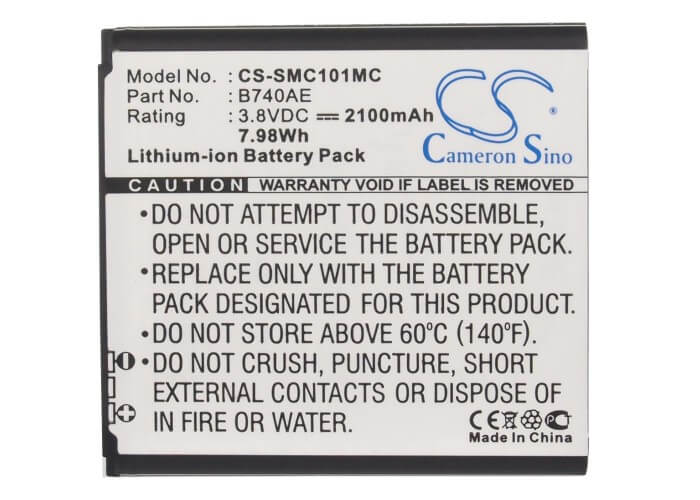3.8V, 2100mAh, Li-ion Battery fits Samsung, Galaxy K, Galaxy S4 Zoom Lte, 7.98Wh