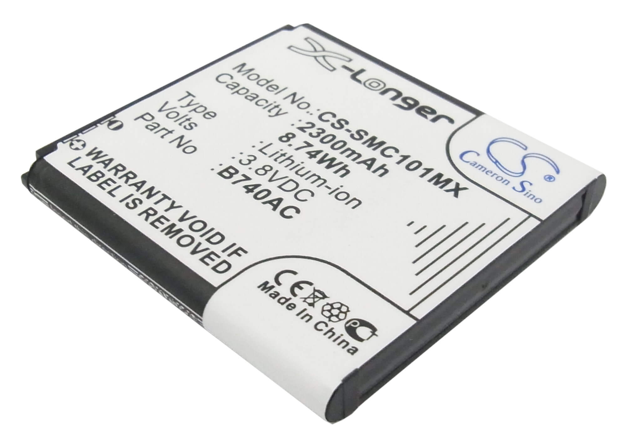 3.8V, 2300mAh, Li-ion Battery fits Samsung, Galaxy K, Galaxy S4 Zoom Lte, 8.74Wh
