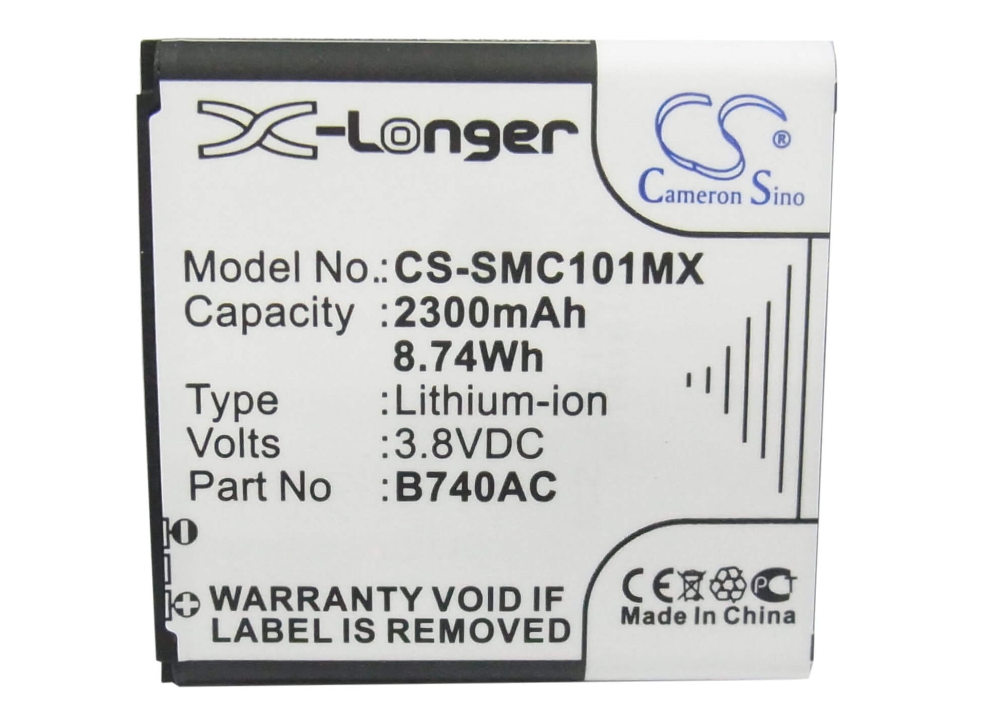3.8V, 2300mAh, Li-ion Battery fits Samsung, Galaxy K, Galaxy S4 Zoom Lte, 8.74Wh