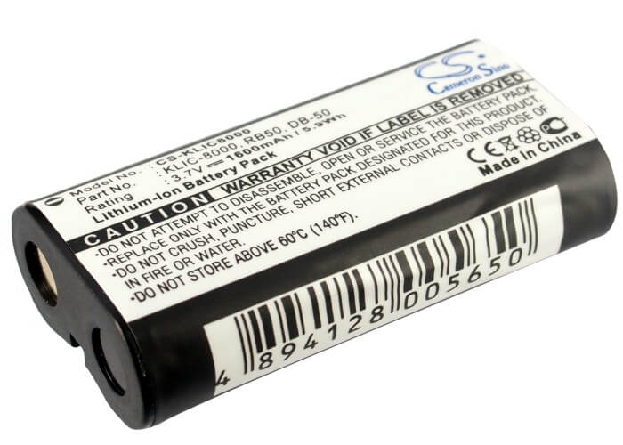 3.7V, 1600mAh, Li-ion Battery fits Ricoh, Caplio R1, Caplio R1s, 5.92Wh