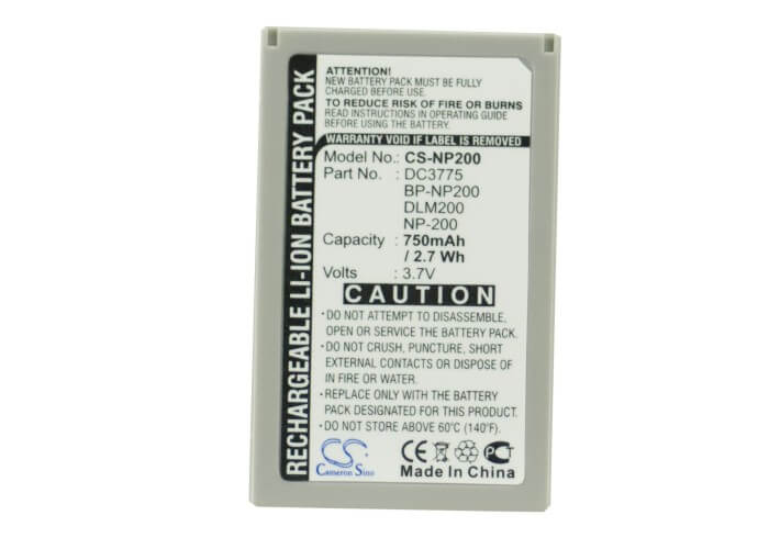 3.7V, 750mAh, Li-ion Battery fits Minolta, Dimage X, Dimage Xg, 2.775Wh