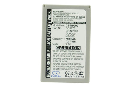3.7V, 750mAh, Li-ion Battery fits Minolta, Dimage X, Dimage Xg, 2.775Wh