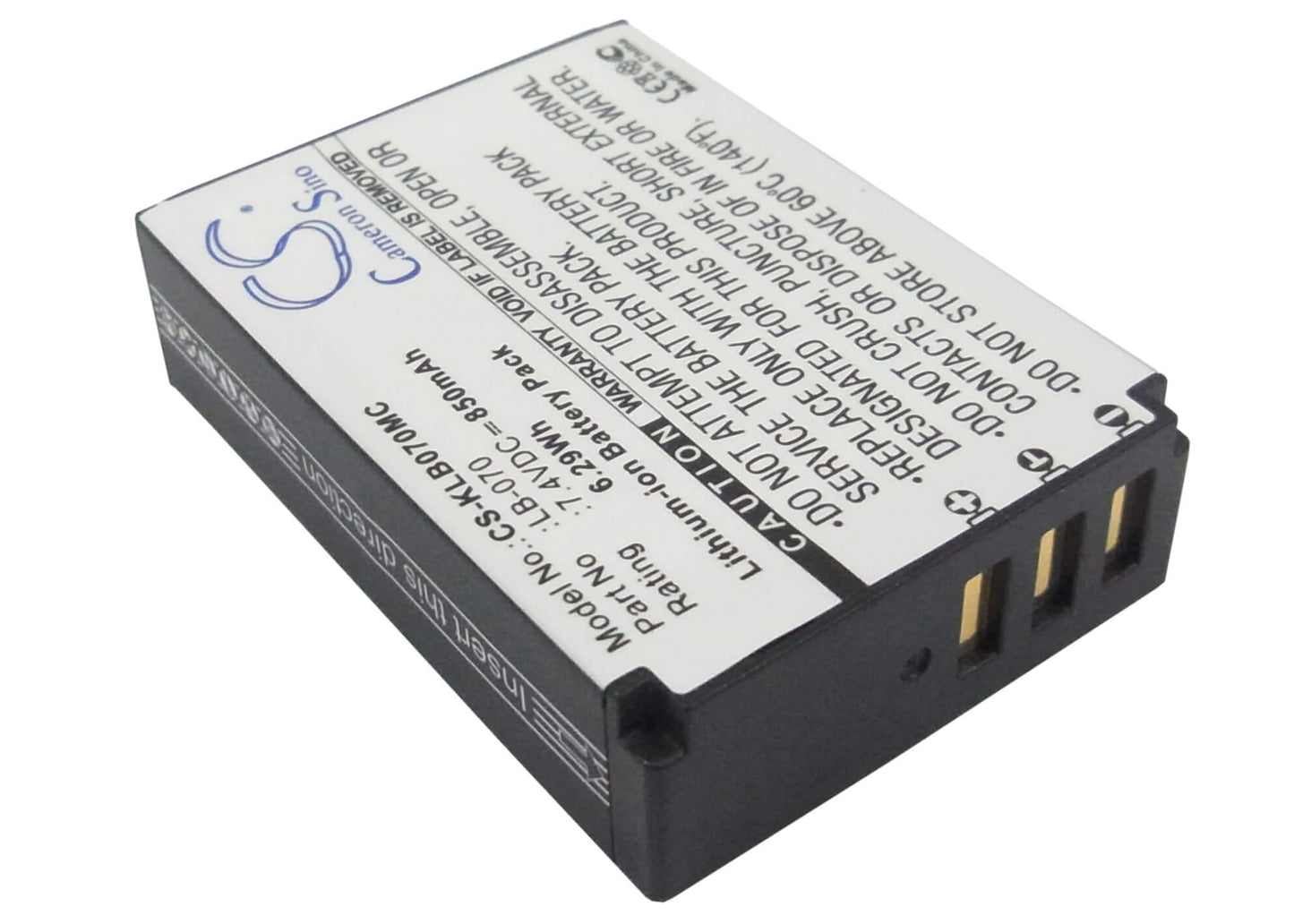 7.4V, 850mAh, Li-ion Battery fits Kodak, Pixpro Az651, Pixpro Az651 Astro Zoom, 6.29Wh