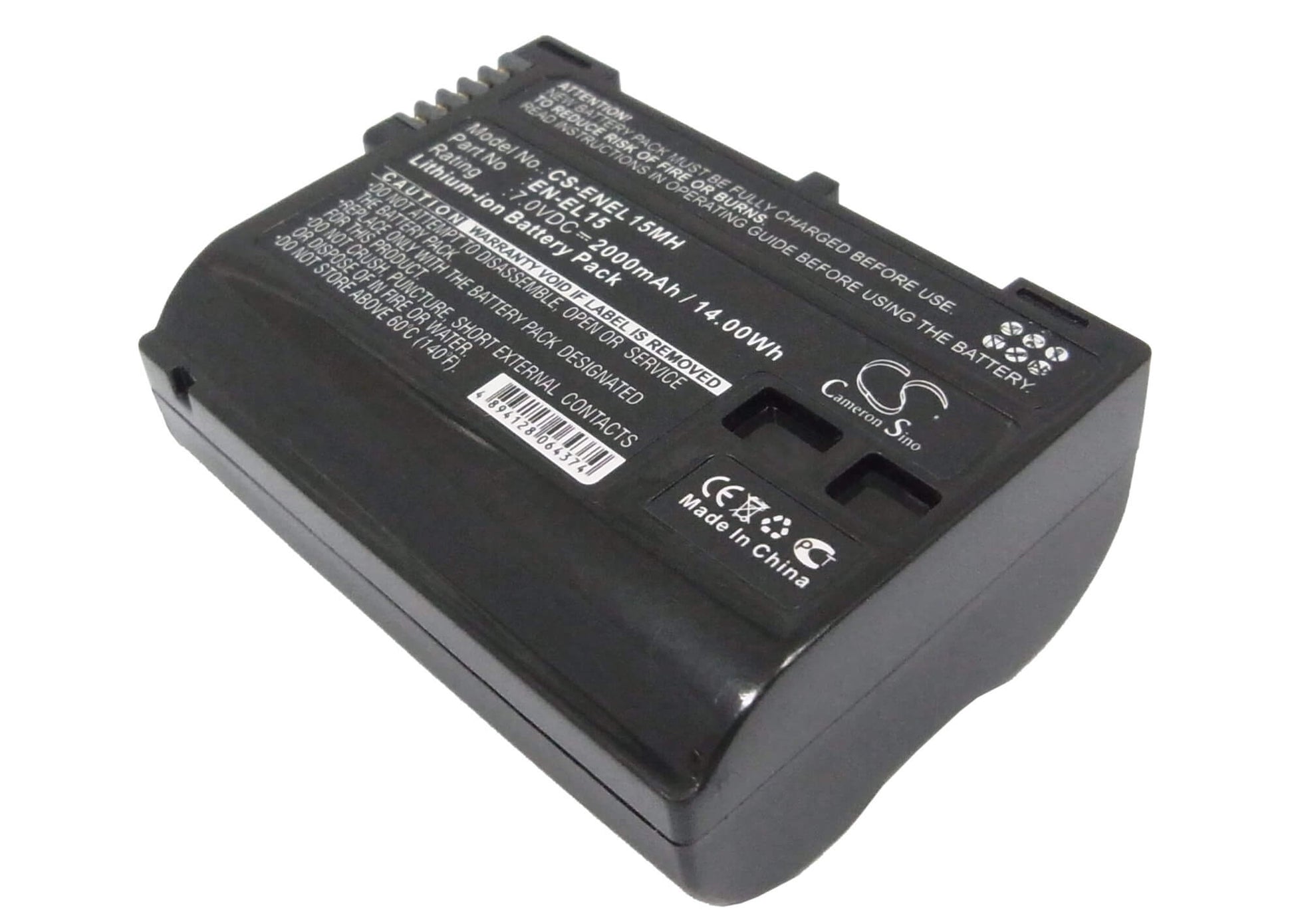 7.0V, 2000mAh, Li-ion Battery fits Nikon, 1 V1, Coolpix D7000, 14Wh