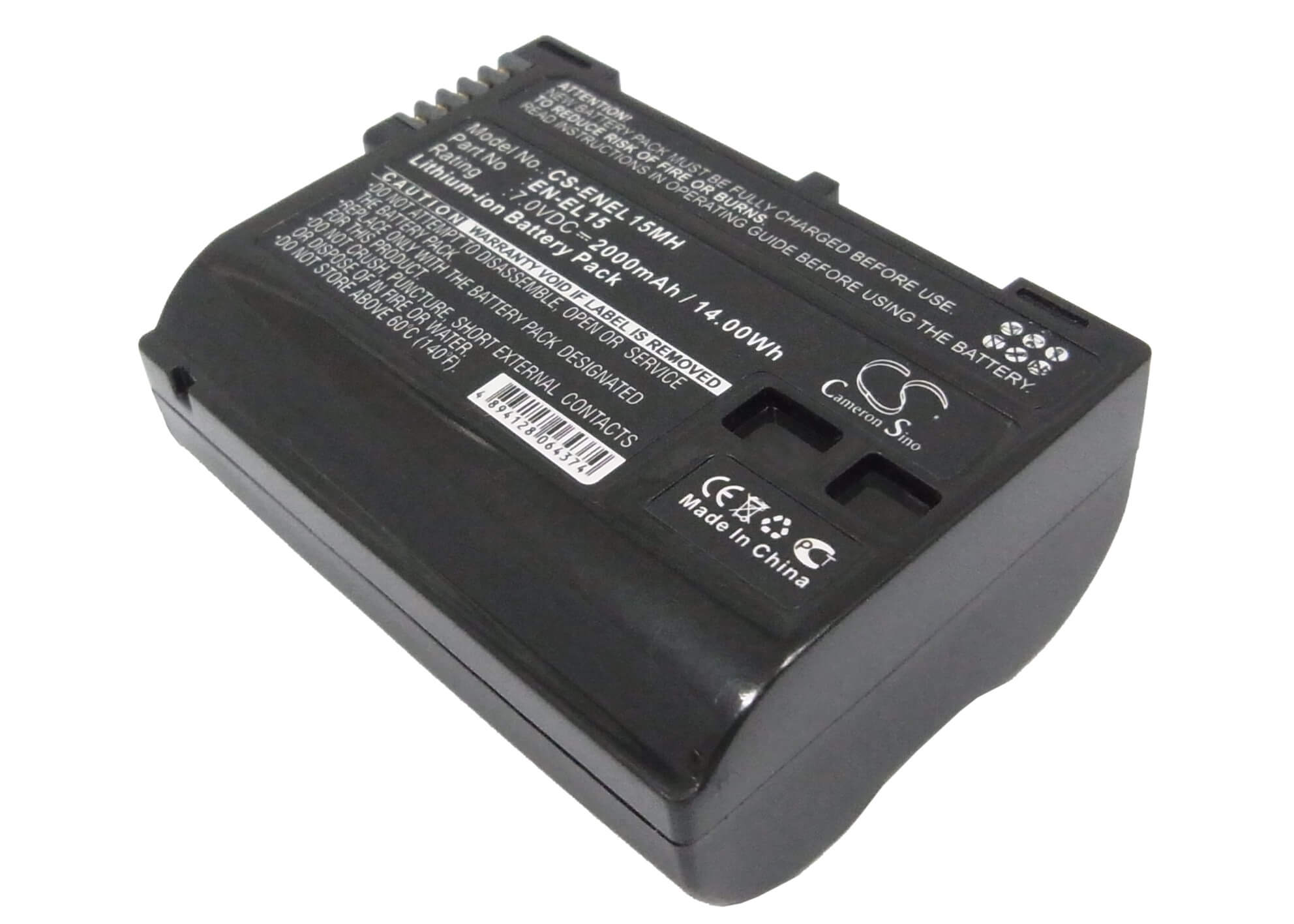 7.0V, 2000mAh, Li-ion Battery fits Nikon, 1 V1, Coolpix D7000, 14Wh