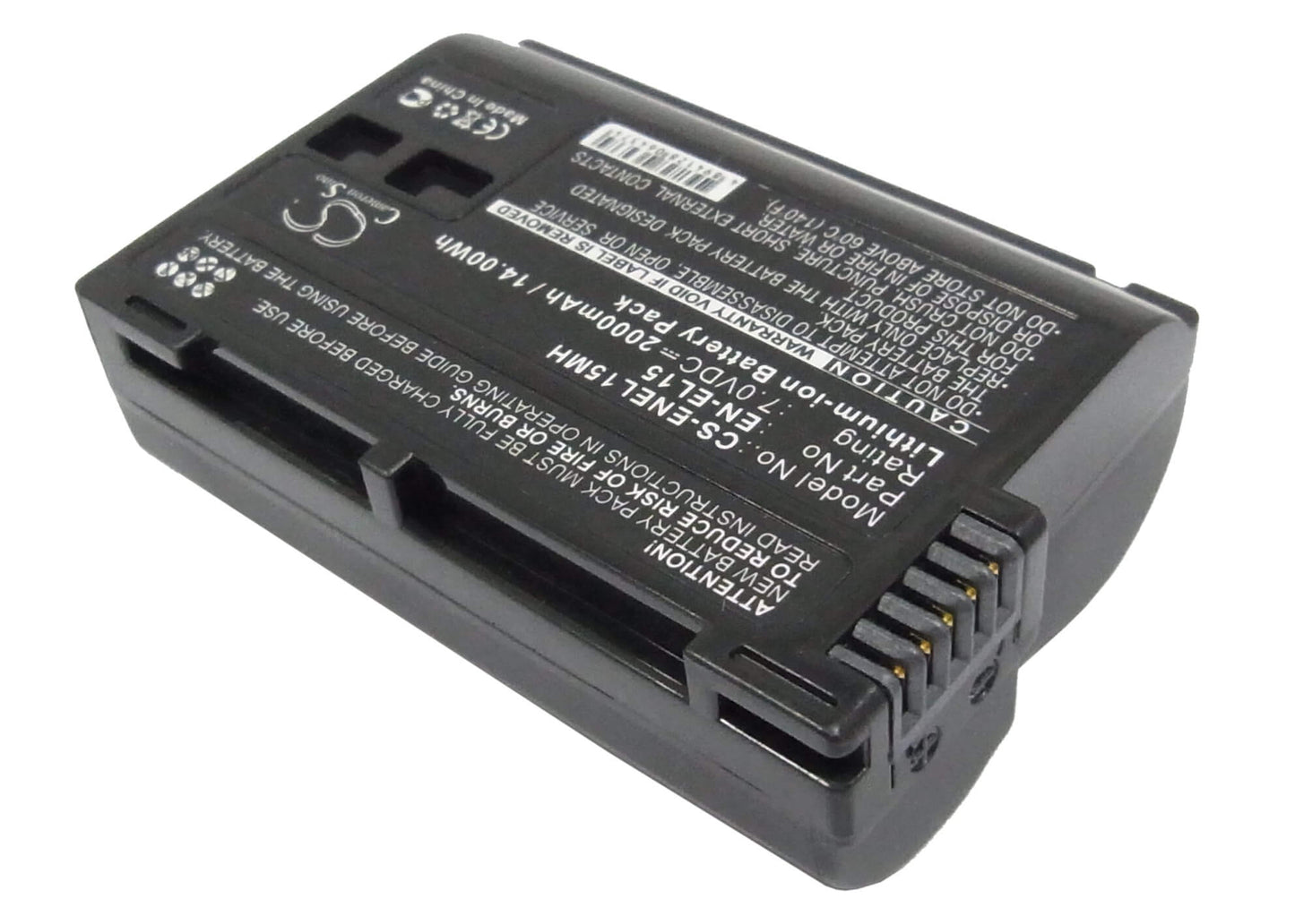 7.0V, 2000mAh, Li-ion Battery fits Nikon, 1 V1, Coolpix D7000, 14Wh