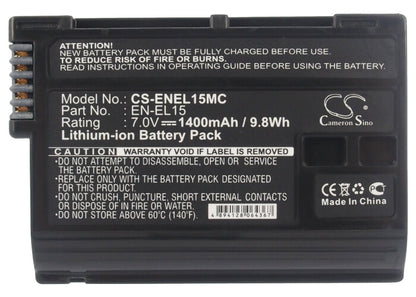 7.0V, 1400mAh, Li-ion Battery fits Nikon, 1 V1, Coolpix D7000, 9.8Wh