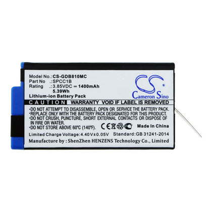 3.85V, 1400mAh, Li-ion Battery fits Gopro, Acbat-001, Max, 5.39Wh