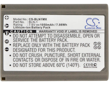 7.6V, 1050mAh, Li-ion Battery fits Olympus, Em1 Ii, E-m1 Ii, 7.98Wh