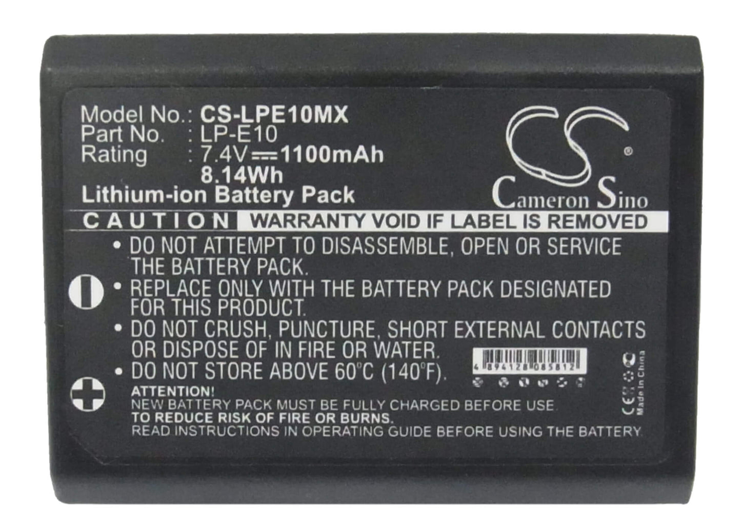 7.4V, 1100mAh, Li-ion Battery fits Canon, Eos 1100d, Eos 1200d, 8.14Wh