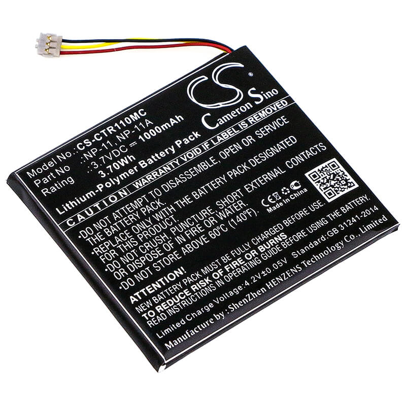 3.7V, 1000mAh, Li-Polymer Battery fits Casio, Tr Mini, Tr-m11, 3.7Wh