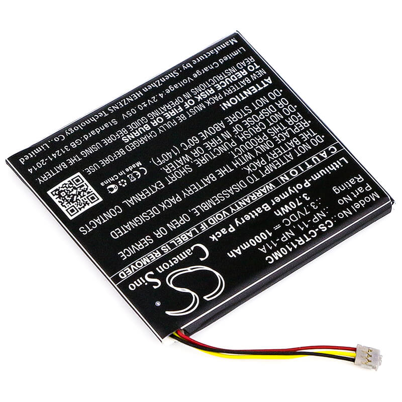 3.7V, 1000mAh, Li-Polymer Battery fits Casio, Tr Mini, Tr-m11, 3.7Wh