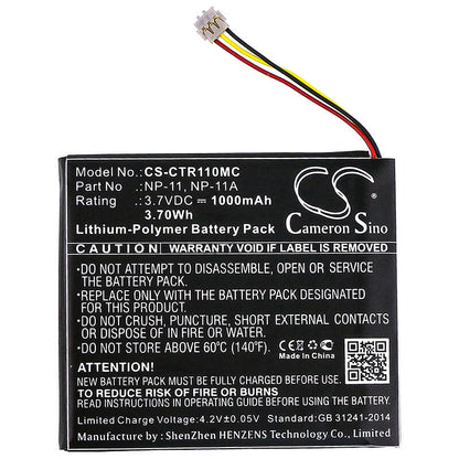 3.7V, 1000mAh, Li-Polymer Battery fits Casio, Tr Mini, Tr-m11, 3.7Wh