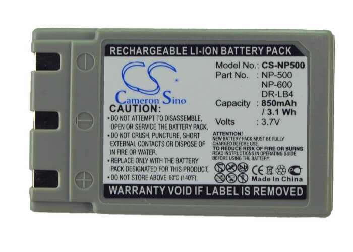 3.7V, 850mAh, Li-ion Battery fits Minolta, Dimage G400, Dimage G500, 3.145Wh