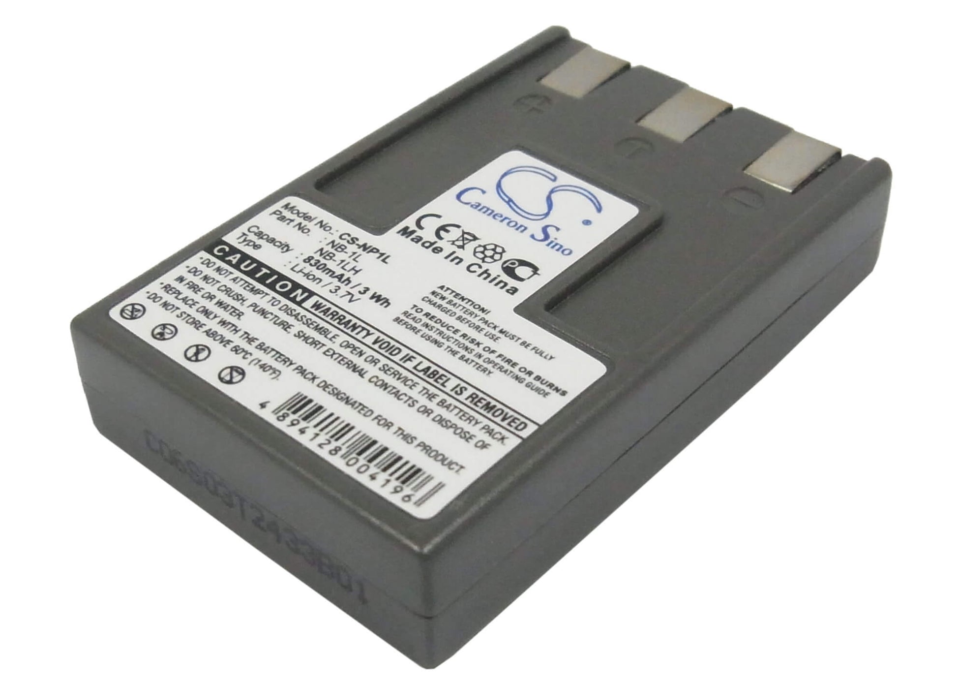 3.7V, 830mAh, Li-ion Battery fits Canon, Digital Ixus 200a, Digital Ixus 300, 3.071Wh