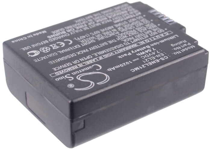 7.4V, 1020mAh, Li-ion Battery fits Nikon, 1 V2, 7.548Wh