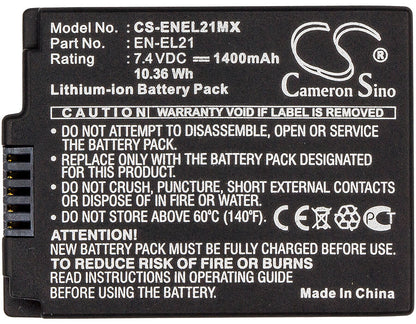 7.4V, 1400mAh, Li-ion Battery fits Nikon, 1 V2, 10.36Wh