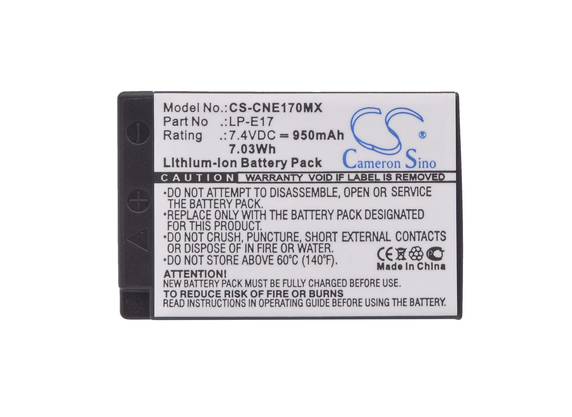 7.4V, 950mAh, Li-ion Battery fits Canon, Eos 200d, Eos 750d, 7.03Wh