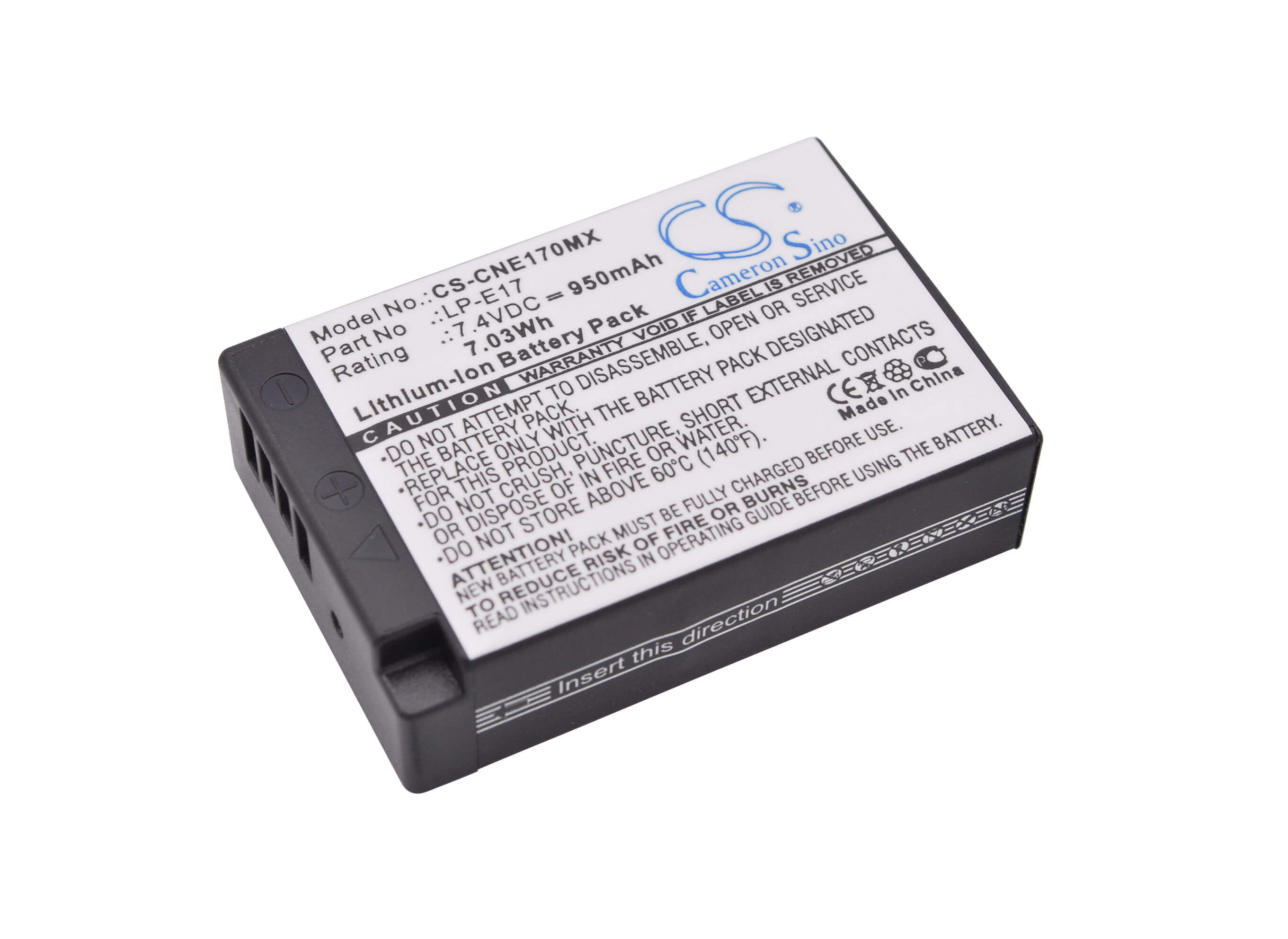 7.4V, 950mAh, Li-ion Battery fits Saramonic, Vmiclink5 Rx+, Vmiclink5 Systems, 7.03Wh