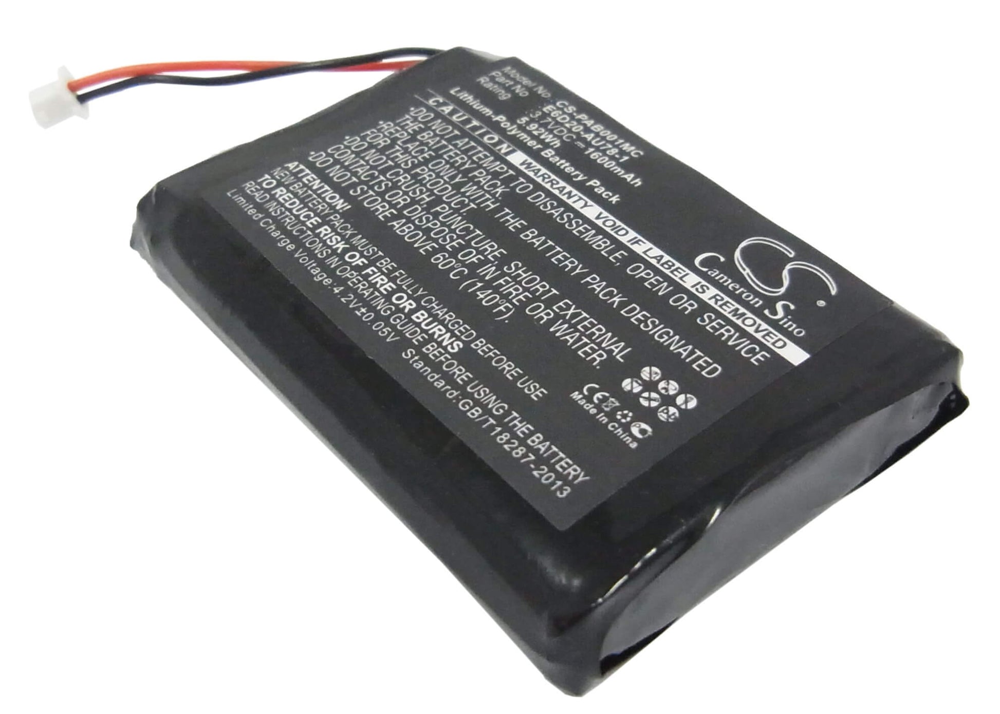 3.7V, 1600mAh, Li-Polymer Battery fits Panasonic, Arbitator Body Worn Mics, 5.92Wh