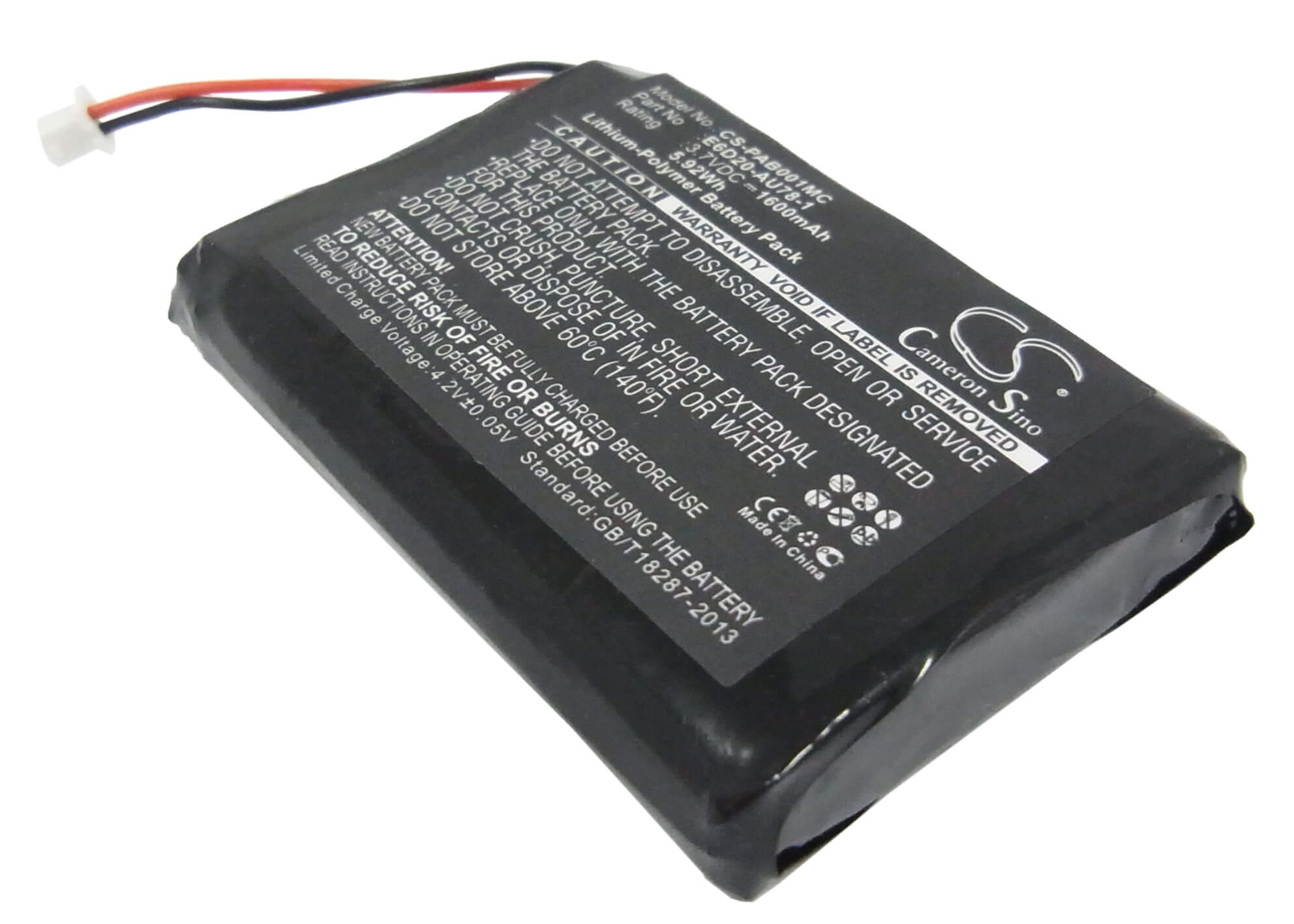 3.7V, 1600mAh, Li-Polymer Battery fits Panasonic, Arbitator Body Worn Mics, 5.92Wh