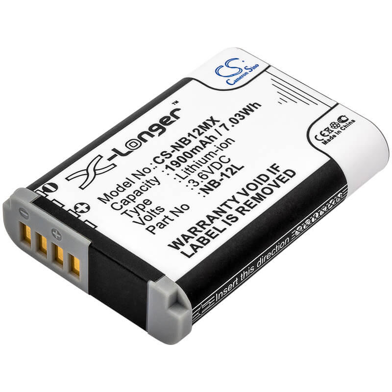3.6V, 1900mAh, Li-ion Battery fits Canon, Legria Mini X, Powershot G1x Mark ?, 6.84Wh