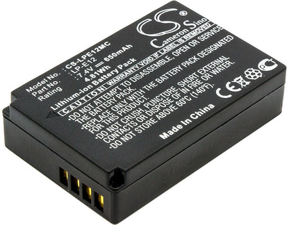 7.4V, 650mAh, Li-ion Battery fits Canon, Eos 100d, Eos Kiss X7, 4.81Wh