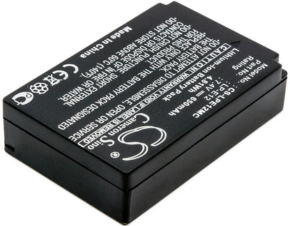7.4V, 650mAh, Li-ion Battery fits Canon, Eos 100d, Eos Kiss X7, 4.81Wh