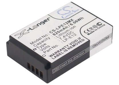 7.4V, 820mAh, Li-ion Battery fits Canon, Eos 100d, Eos Kiss X7, 6.068Wh