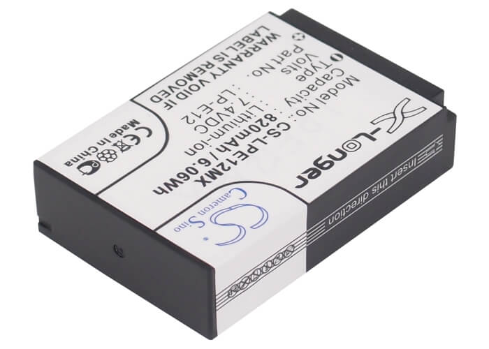 7.4V, 820mAh, Li-ion Battery fits Canon, Eos 100d, Eos Kiss X7, 6.068Wh