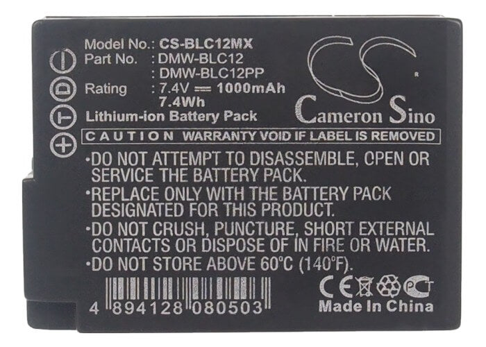 7.4V, 1000mAh, Li-ion Battery fits Leica, Leica Q, V-lux 4, 7.4Wh