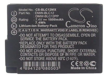 7.4V, 1000mAh, Li-ion Battery fits Leica, Leica Q, V-lux 4, 7.4Wh