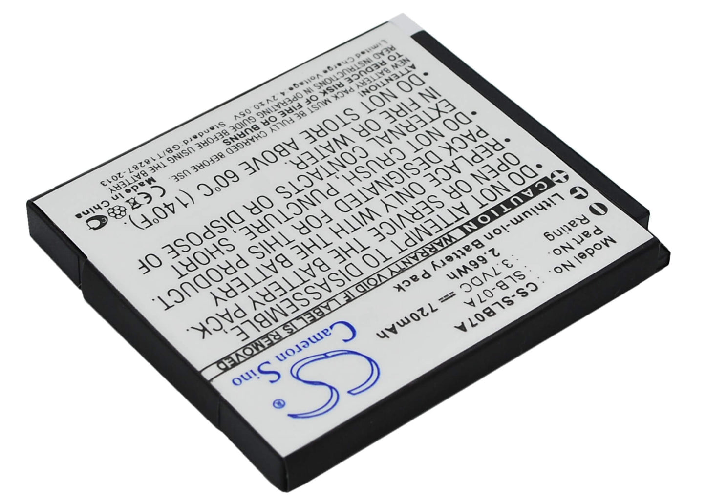 3.7V, 720mAh, Li-ion Battery fits Samsung, St50, St500, 2.664Wh