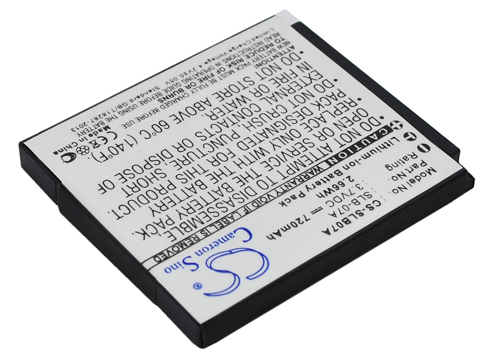 3.7V, 720mAh, Li-ion Battery fits Samsung, St50, St500, 2.664Wh