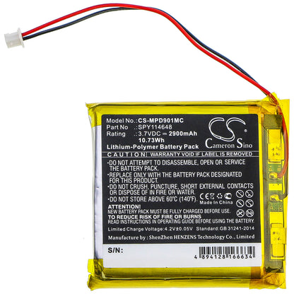 3.7V, 2900mAh, Li-Polymer Battery fits Marantz, Pmd-901v, 10.73Wh