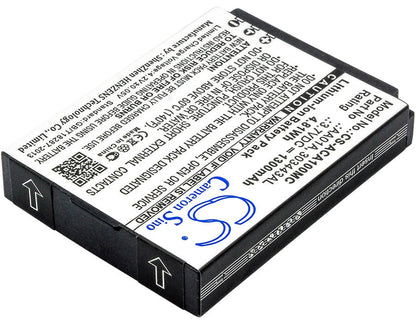 3.7V, 1300mAh, Li-ion Battery fits Activeon, Cx Gold, Dka10w-b, 4.81Wh