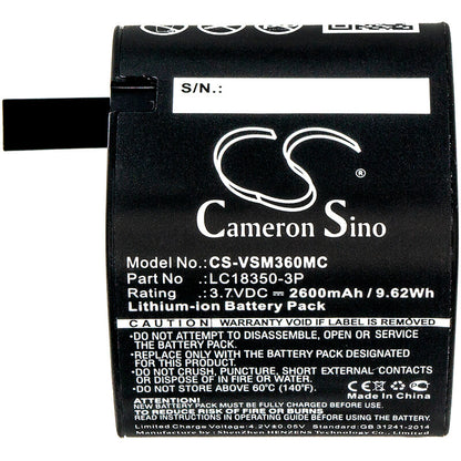 3.7V, 2600mAh, Li-ion Battery fits Panoramic, V.360 Hd, V.360° Hd, 9.62Wh