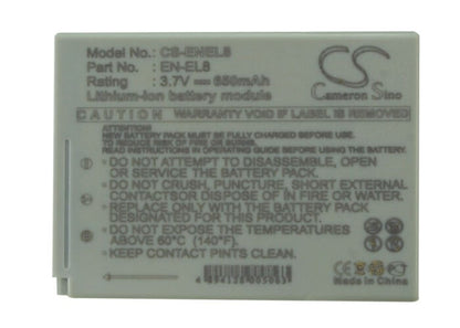 3.7V, 650mAh, Li-ion Battery fits Nikon, Coolpix P1, Coolpix P2, 2.405Wh