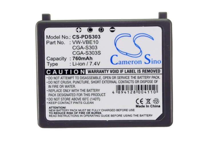 7.4V, 760mAh, Li-ion Battery fits Panasonic, Sdr-s100, Sdr-s100eg-s, 5.624Wh