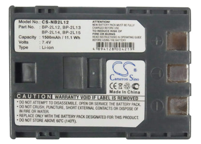 7.4V, 1500mAh, Li-ion Battery fits Canon, Dc310, Dc320, 11.1Wh