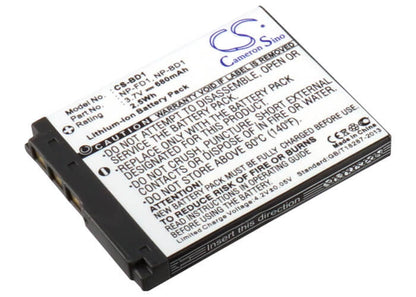 3.7V, 680mAh, Li-ion Battery fits Sony, Cyber-shot Dsc-g3, Cyber-shot Dsc-t2, 2.516Wh