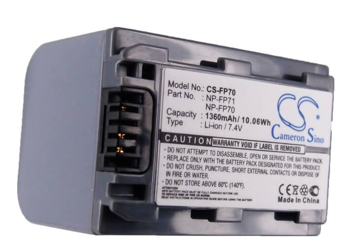 7.4V, 1360mAh, Li-ion Battery fits Sony, Dcr-dvd105, Dcr-dvd105e, 10.064Wh