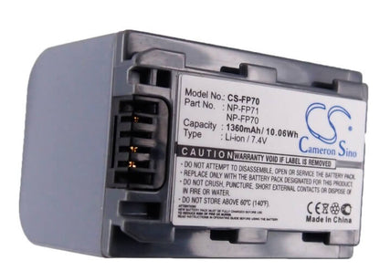 7.4V, 1360mAh, Li-ion Battery fits Sony, Dcr-dvd105, Dcr-dvd105e, 10.064Wh