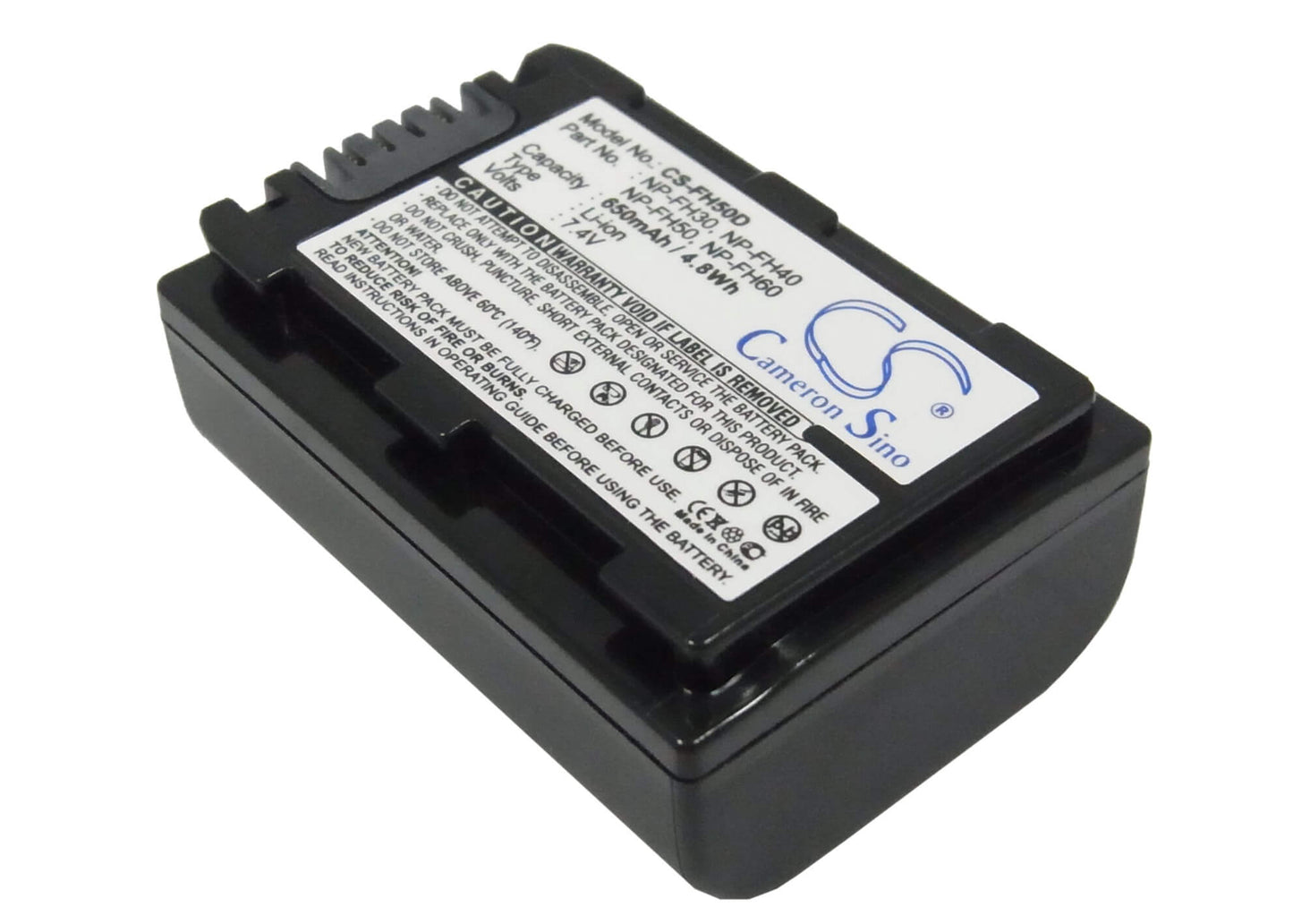 7.4V, 650mAh, Li-ion Battery fits Sony, Cr-hc51e, Dcr-30, 4.81Wh