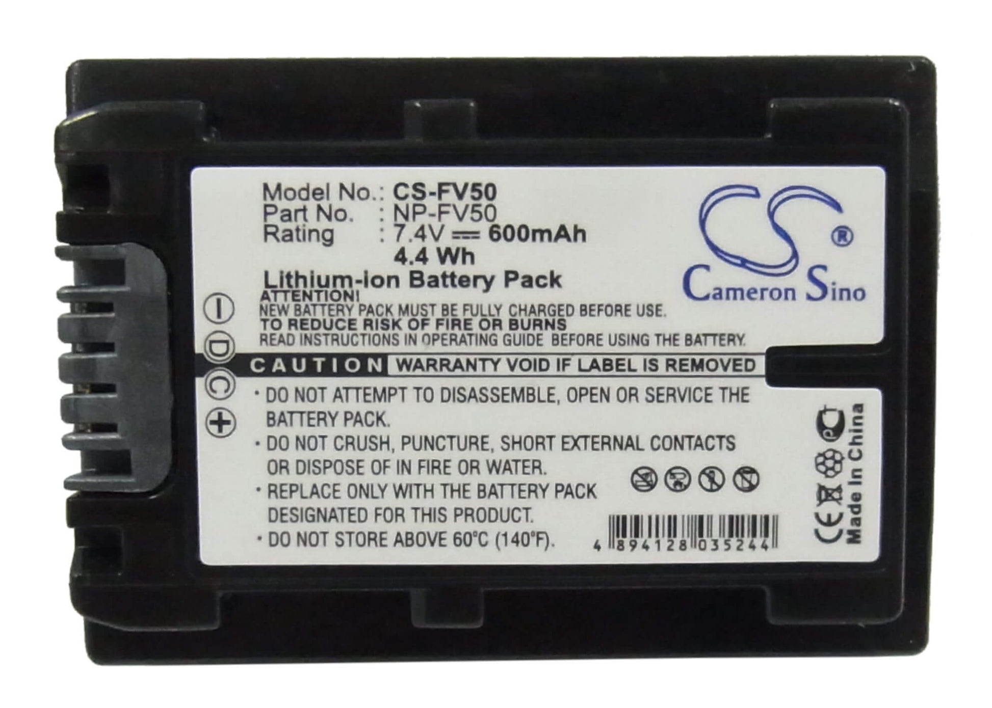 7.4V, 600mAh, Li-ion Battery fits Sony, Dcr-dvd403, Dcr-dvd505, 4.44Wh